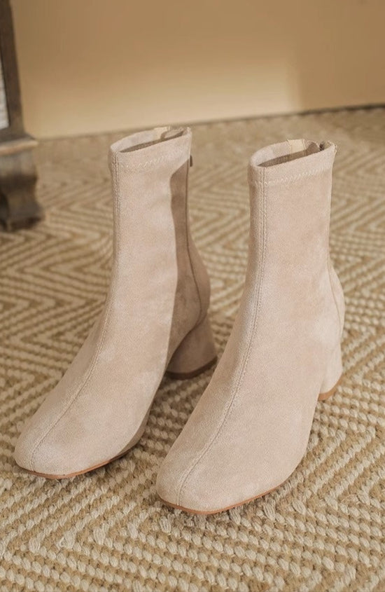 Suede Chunky Heel Ankle Boots