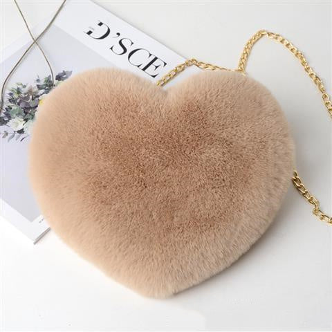 Plush Heart Shoulder Bag – Faux Fur