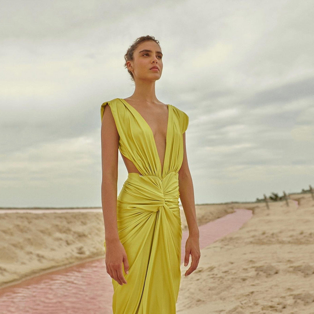 Emerald Satin Cocktail Dress