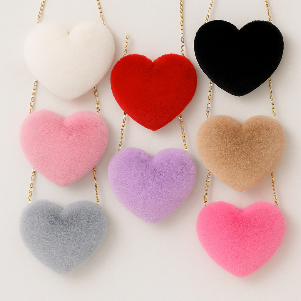 Plush Heart Shoulder Bag – Faux Fur
