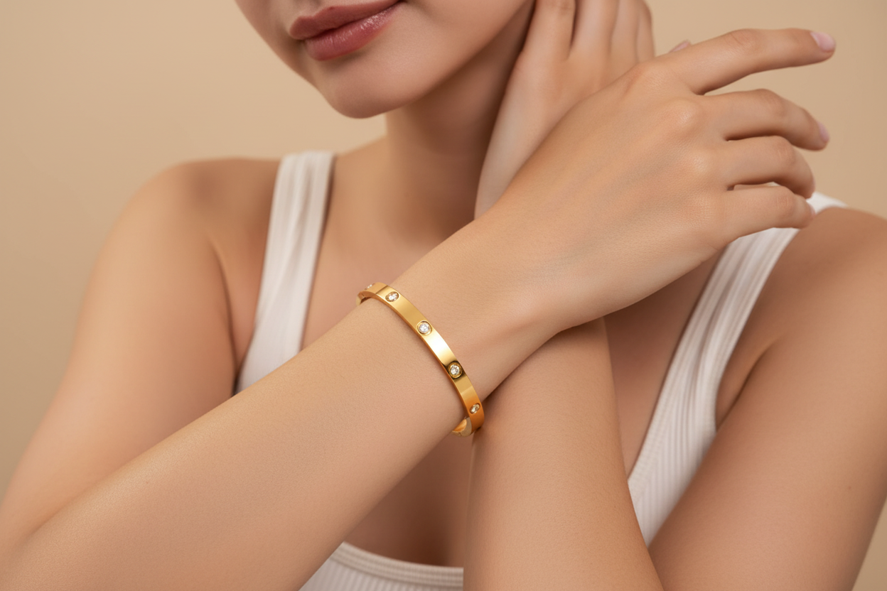 Classic Love-Inspired Stainless Steel Bangle