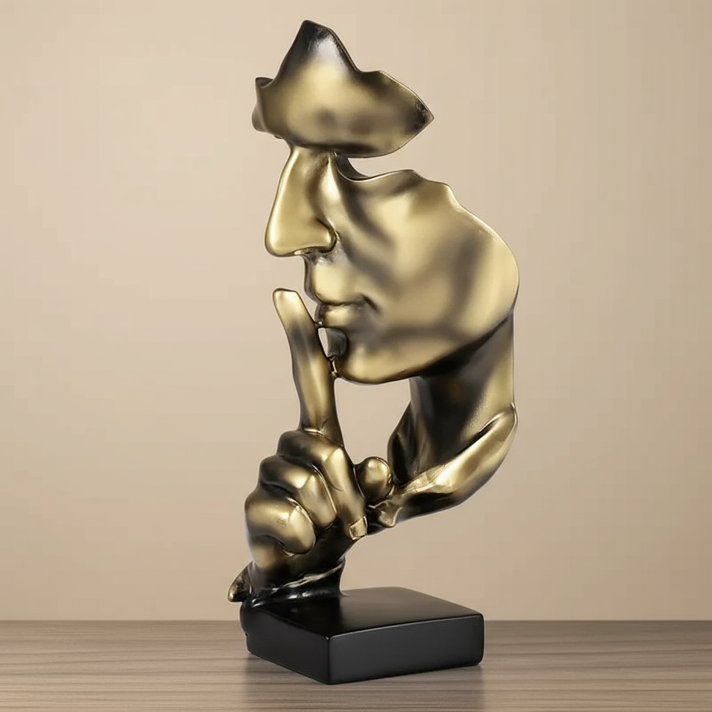 Abstract Gold Silent Figure – Modern Minimalist Home Sculpture