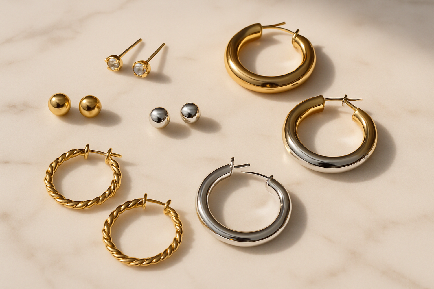 HAVA STORE Rings Collection — minimalist gold and silver designs in natural light.