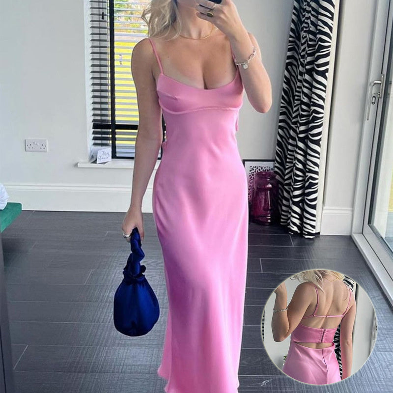 Pink Satin Beach Slip Dress