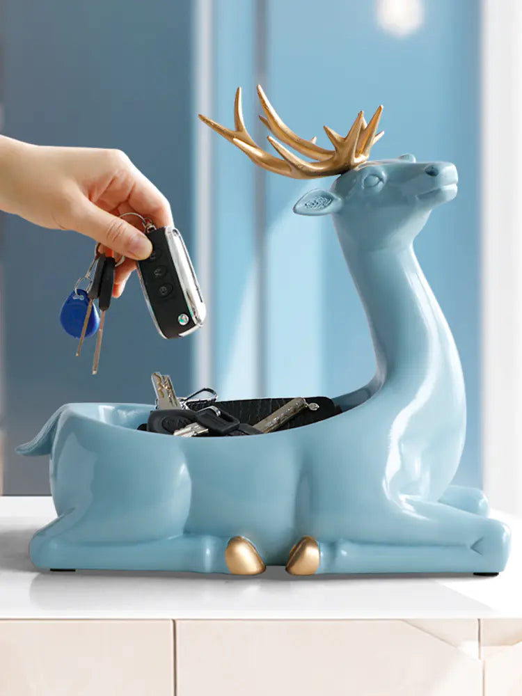 Modern Golden Deer Sculpture – Luxury Home Decor & Storage Accent