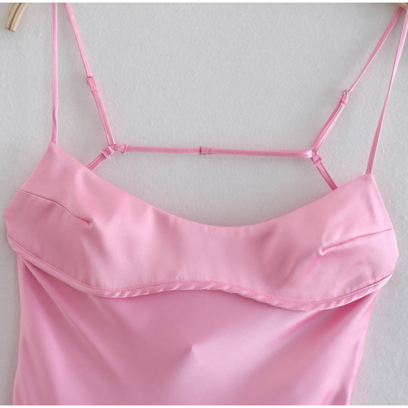 Pink Satin Beach Slip Dress