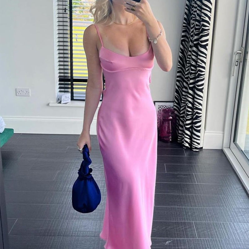 Pink Satin Beach Slip Dress