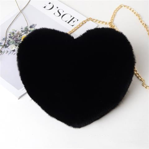 Plush Heart Shoulder Bag – Faux Fur