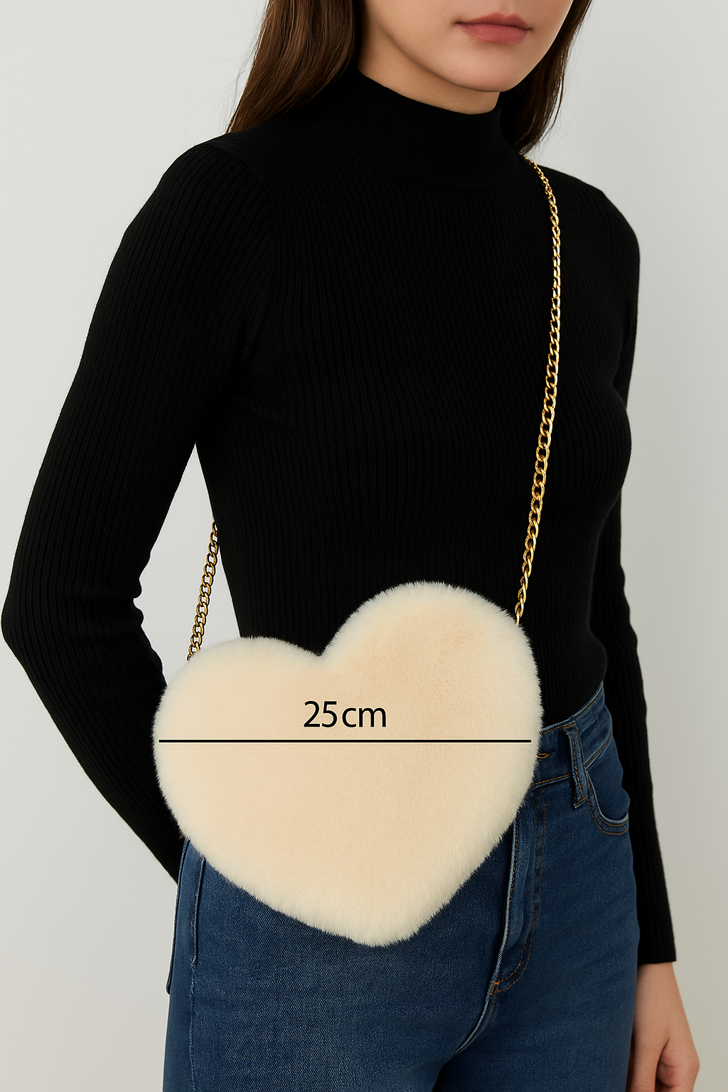 Plush Heart Shoulder Bag – Faux Fur