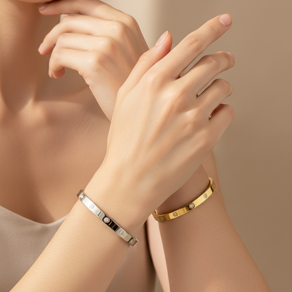 Classic Love-Inspired Stainless Steel Bangle