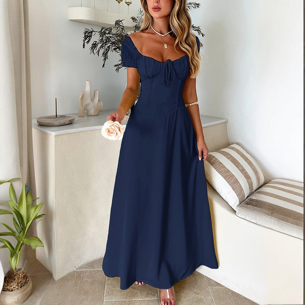 Romantic Off-Shoulder Maxi Dress – Summer Yellow Elegance