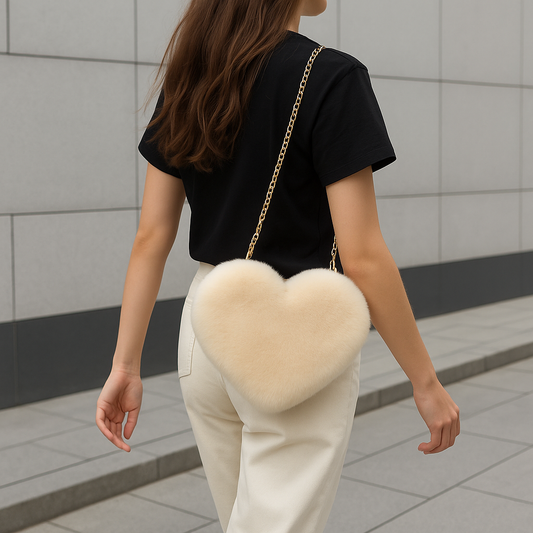 Plush Heart Shoulder Bag – Faux Fur