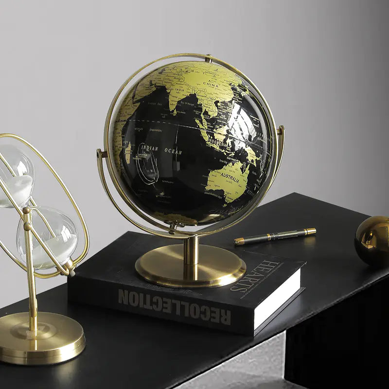 Modern Black & Gold Globe Sculpture – Luxury Home & Office Decor.