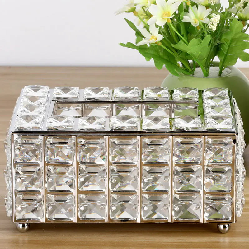 Crystal Glass Tissue Box – Modern Luxury Home Decor Accent