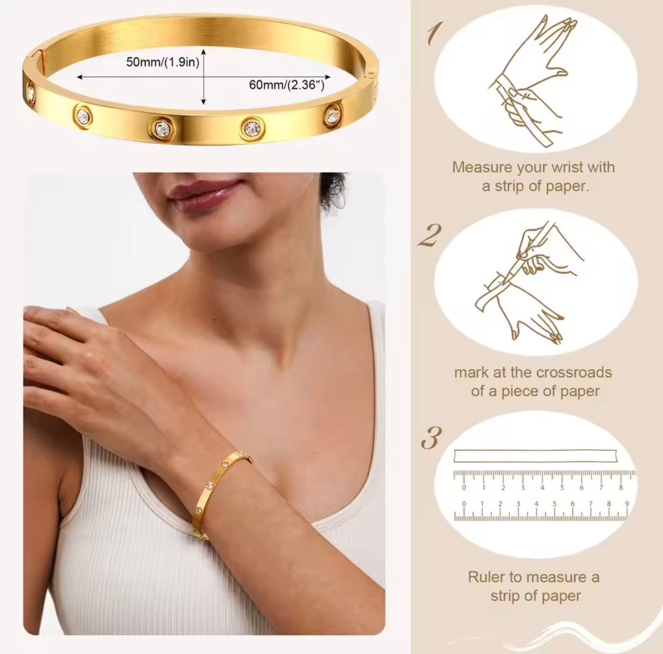 Classic Love-Inspired Stainless Steel Bangle