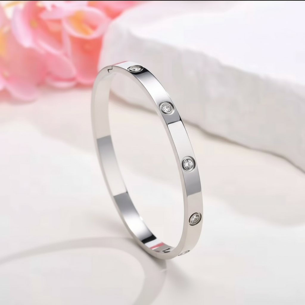 Classic Love-Inspired Stainless Steel Bangle