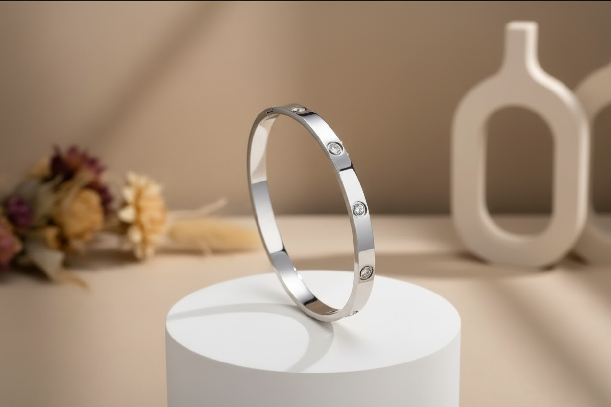 Classic Love-Inspired Stainless Steel Bangle