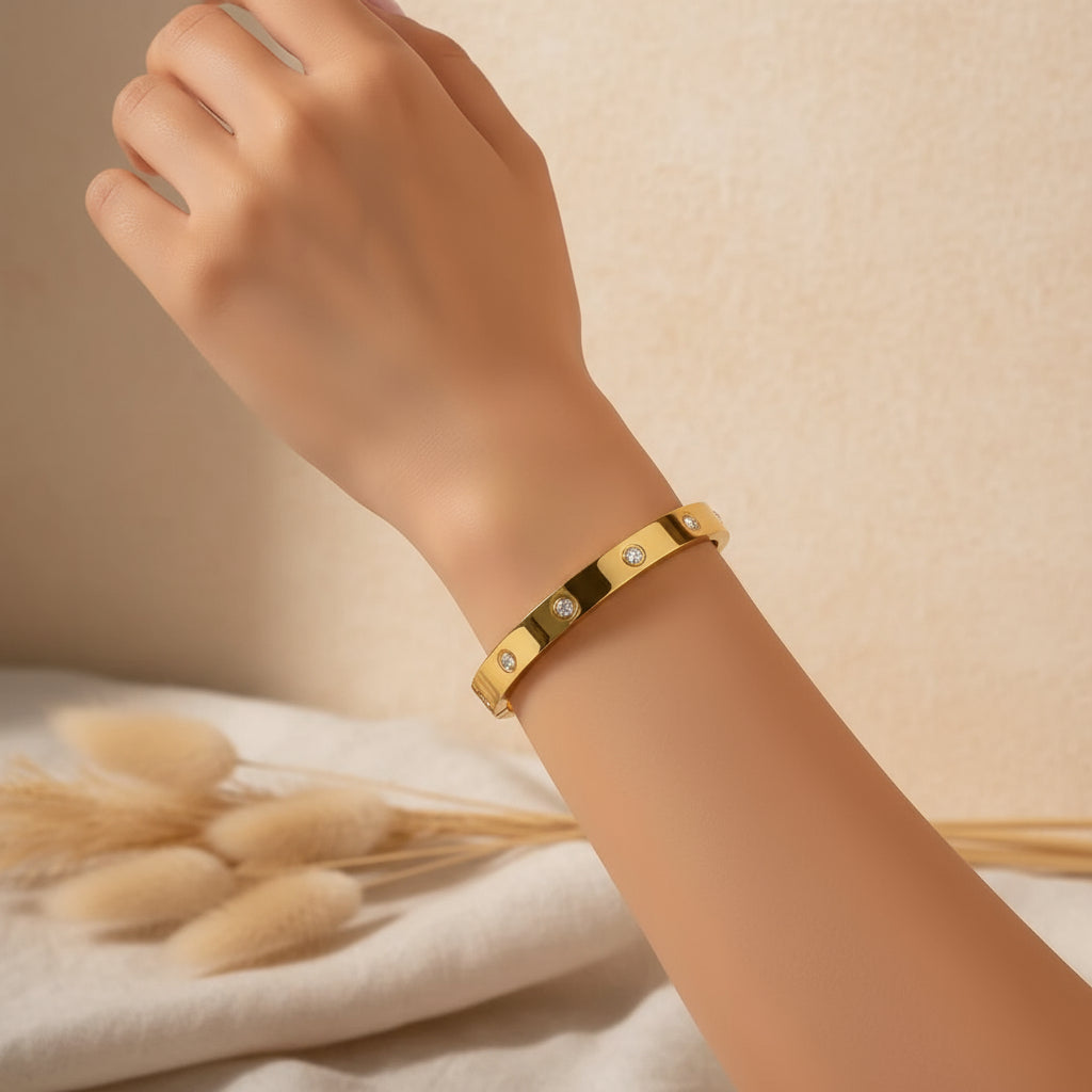Classic Love-Inspired Stainless Steel Bangle