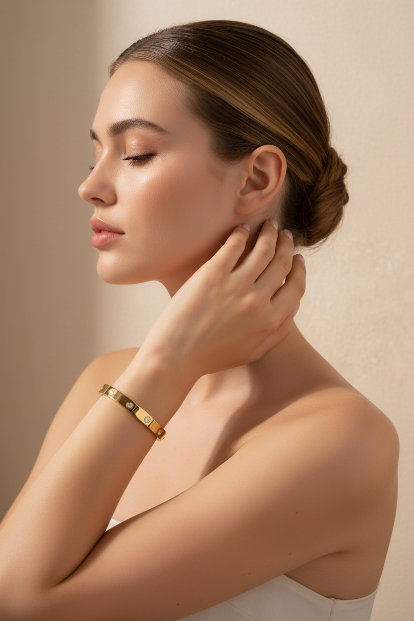 Classic Love-Inspired Stainless Steel Bangle