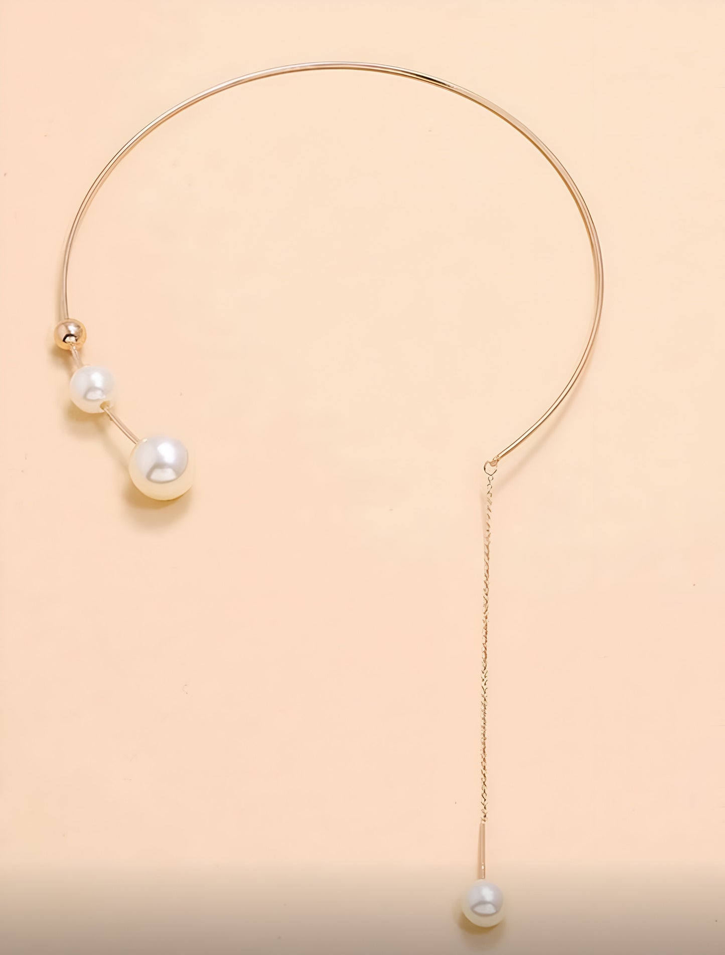 Pearl Duo Lariat Choker — Rose Gold