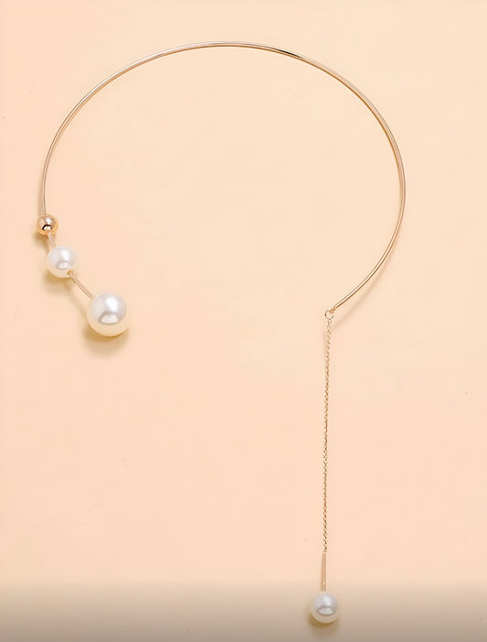 Pearl Duo Lariat Choker — Rose Gold