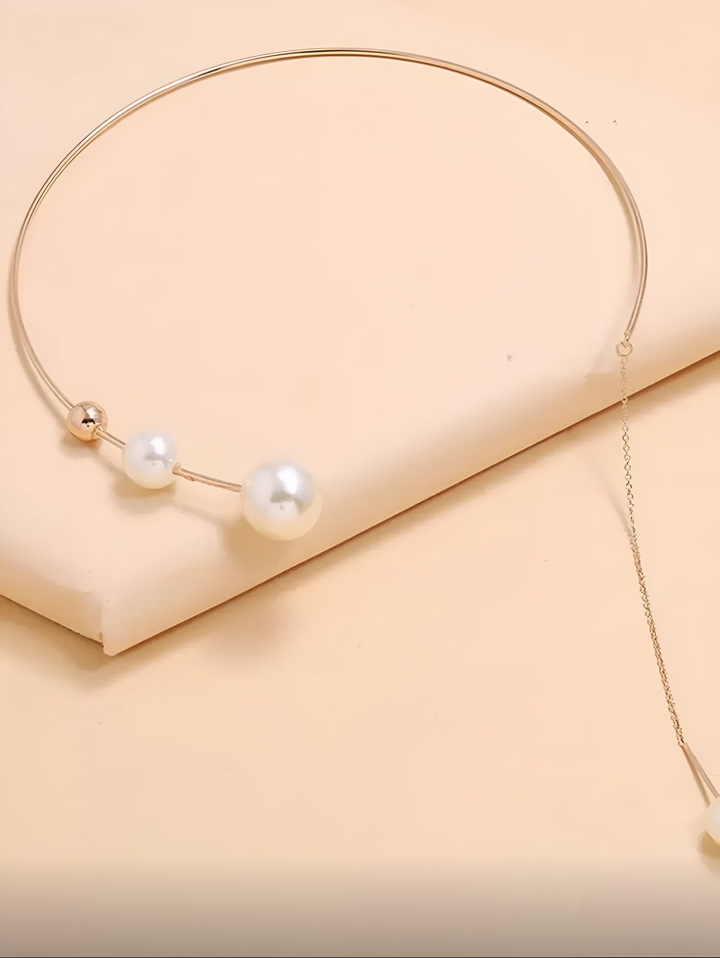 Pearl Duo Lariat Choker — Rose Gold