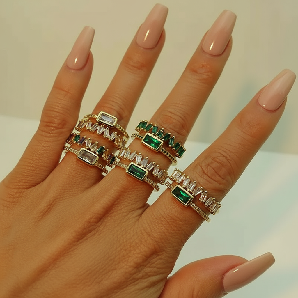 Modern Geometric Zircon Ring in Copper – Elegant Statement Piece