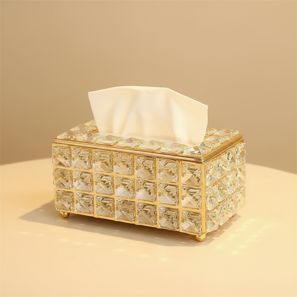Crystal Glass Tissue Box – Modern Luxury Home Decor Accent