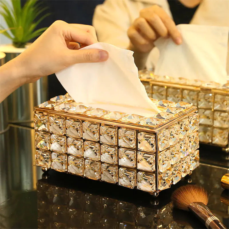 Crystal Glass Tissue Box – Modern Luxury Home Decor Accent