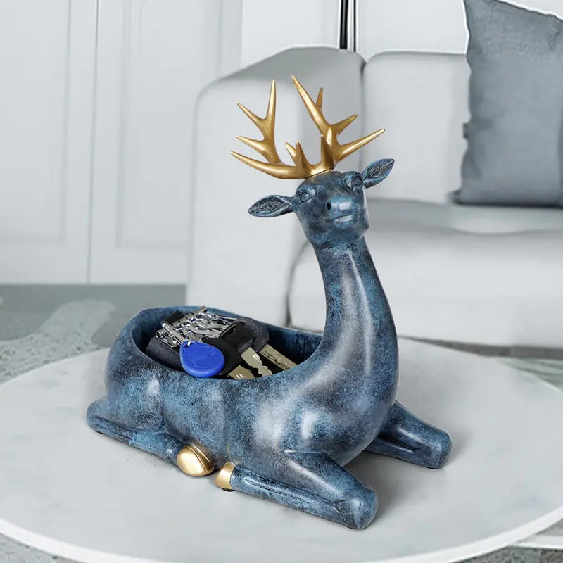 Modern Golden Deer Sculpture – Luxury Home Decor & Storage Accent