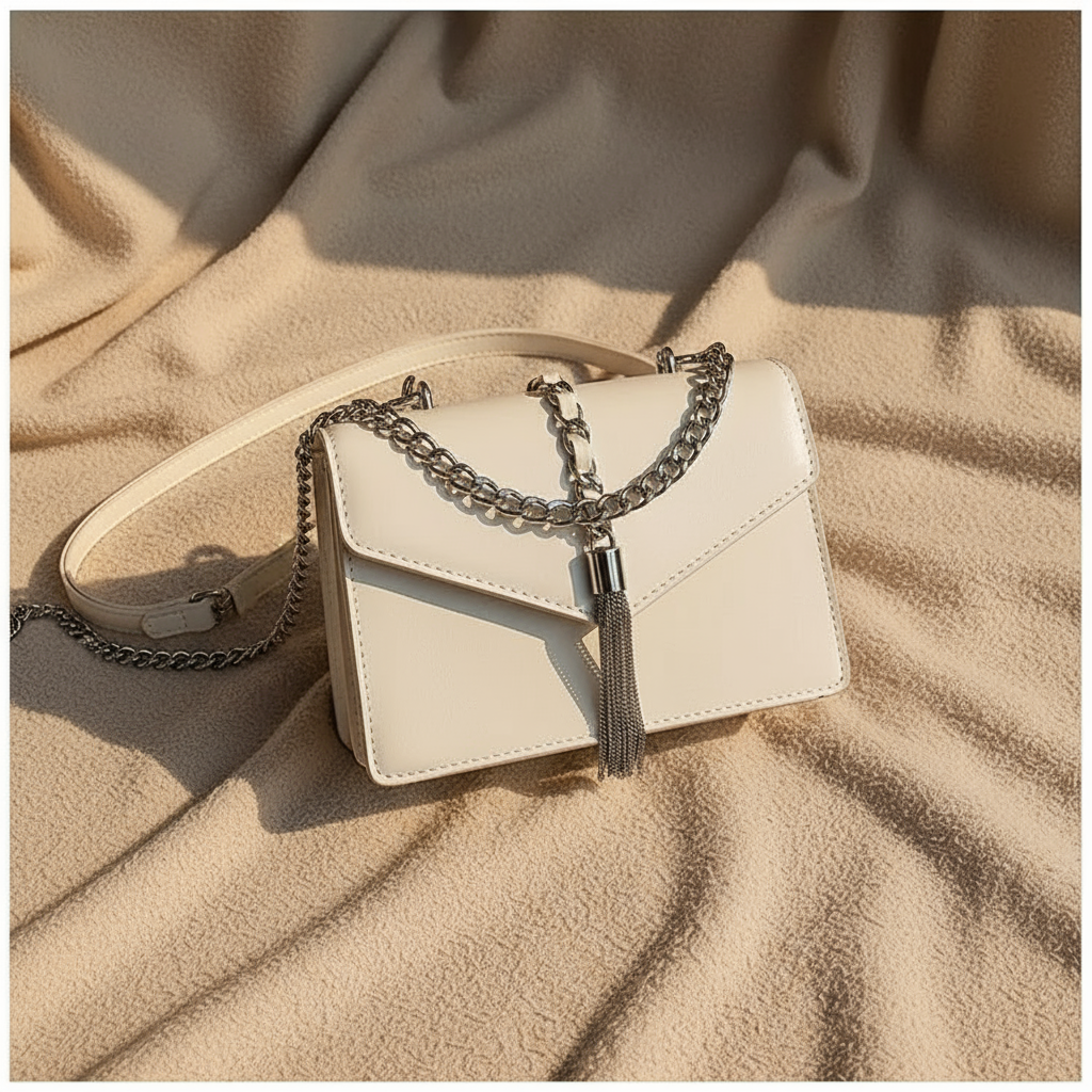 Elegant Tassel Chain Purse - Sophisticated Shoulder Bag for Women -