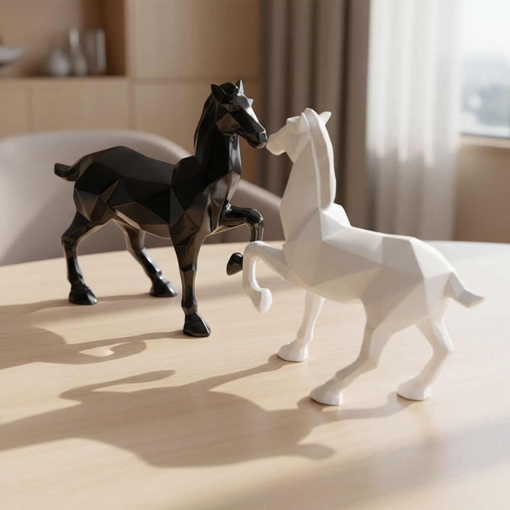 Modern Abstract White Horse Sculpture.