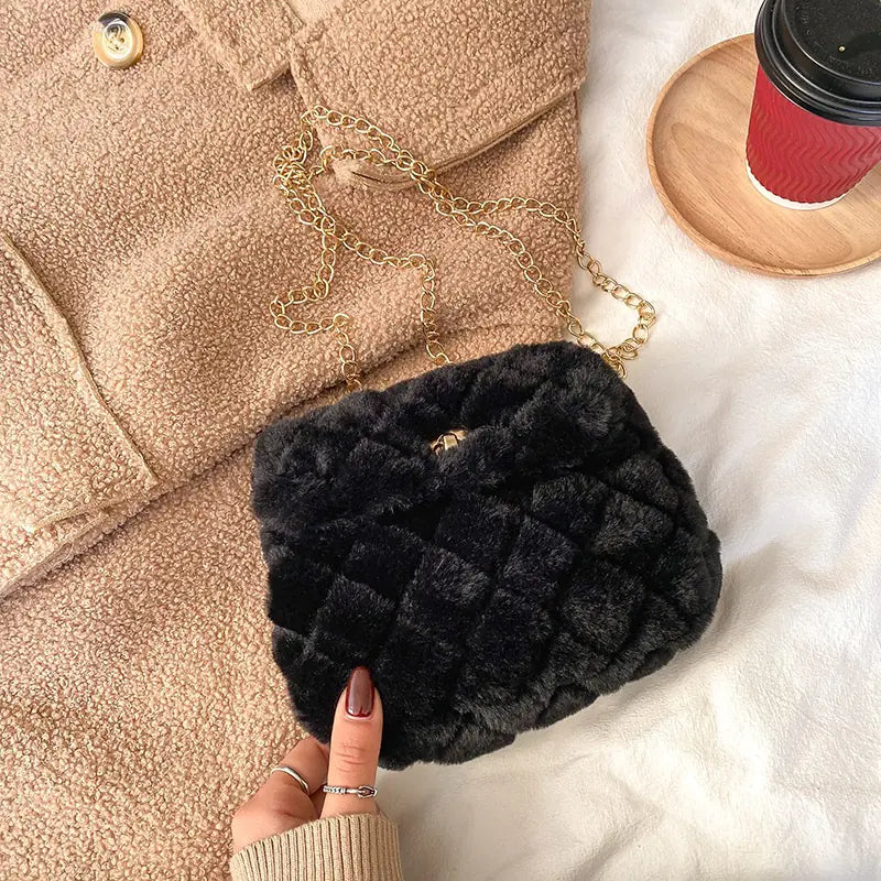 Soft Plush Chain Shoulder Bag