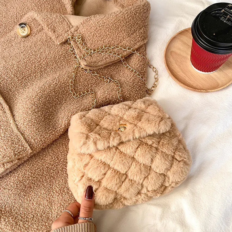 Soft Plush Chain Shoulder Bag