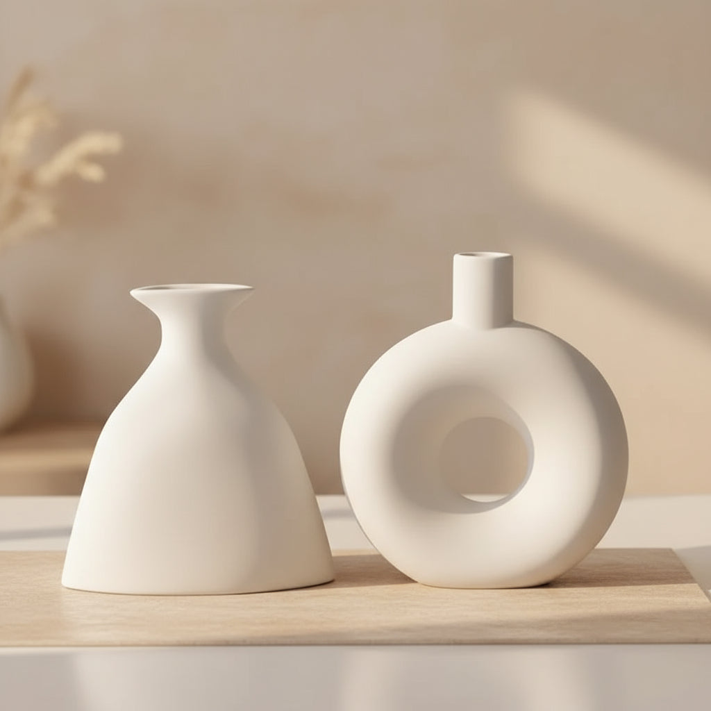 Minimalist Ceramic Vase Set – Modern Nordic Home Decor