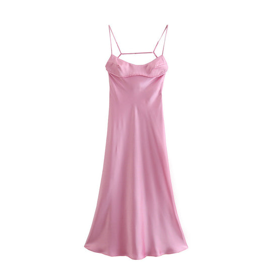 Pink Satin Beach Slip Dress