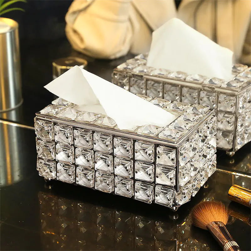 Crystal Glass Tissue Box – Modern Luxury Home Decor Accent