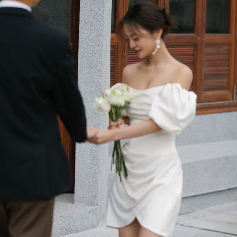 French Light Off-Shoulder Bridal Dress