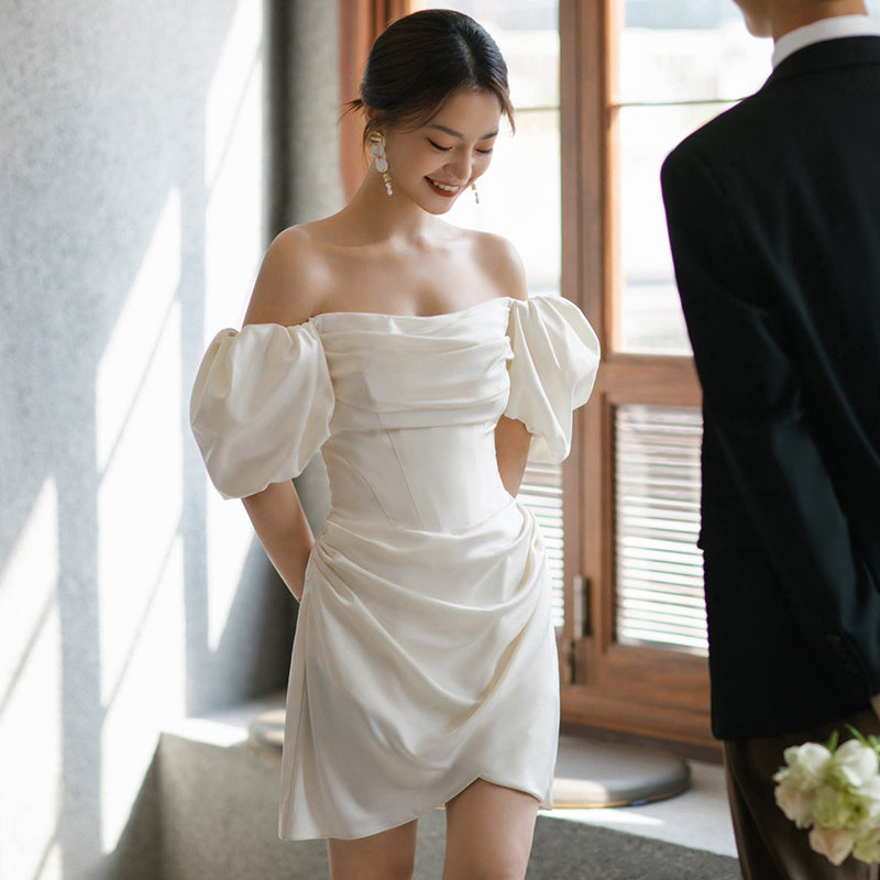 French Light Off-Shoulder Bridal Dress