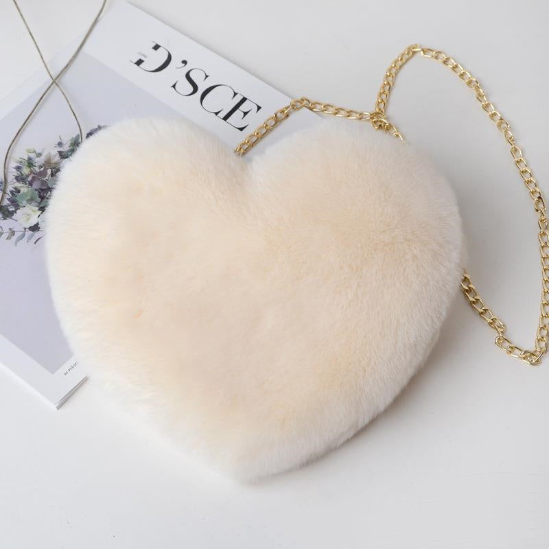 Plush Heart Shoulder Bag – Faux Fur