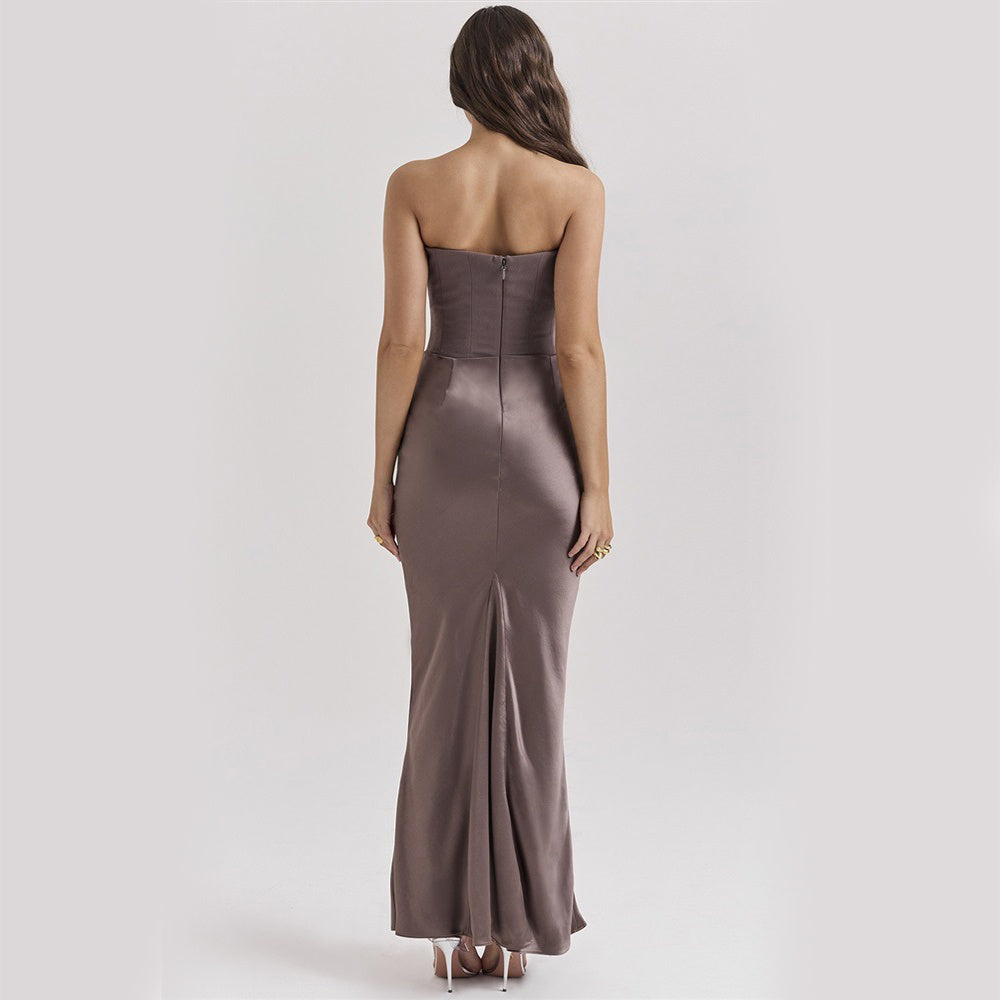 Slim Tube Top Long Evening Dress – Backless Party Fashion