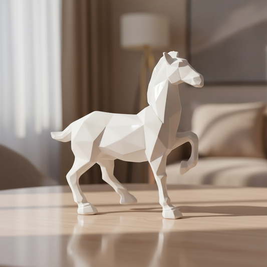 Modern Abstract White Horse Sculpture.