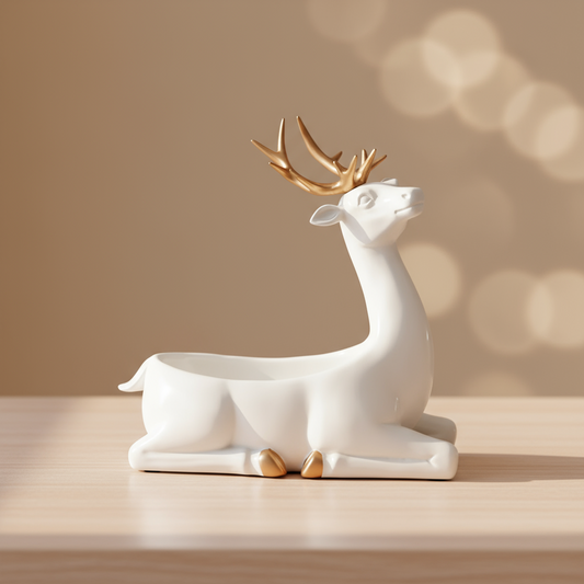 Modern Golden Deer Sculpture – Luxury Home Decor & Storage Accent