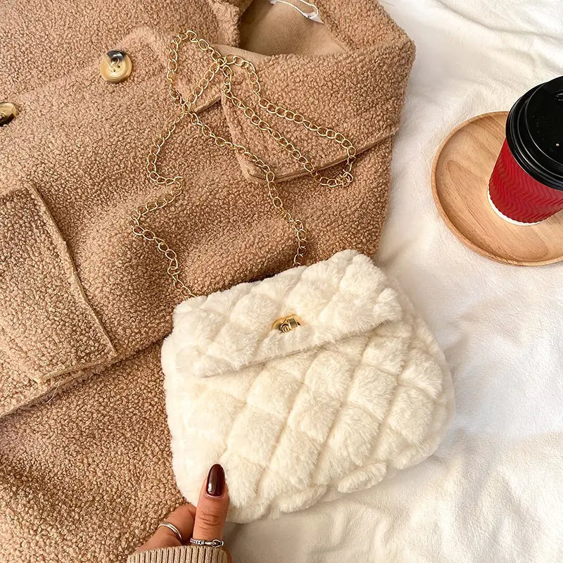 Soft Plush Chain Shoulder Bag