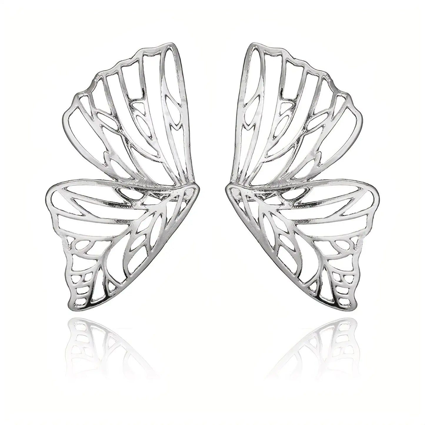 Silver Butterfly Drop Earrings