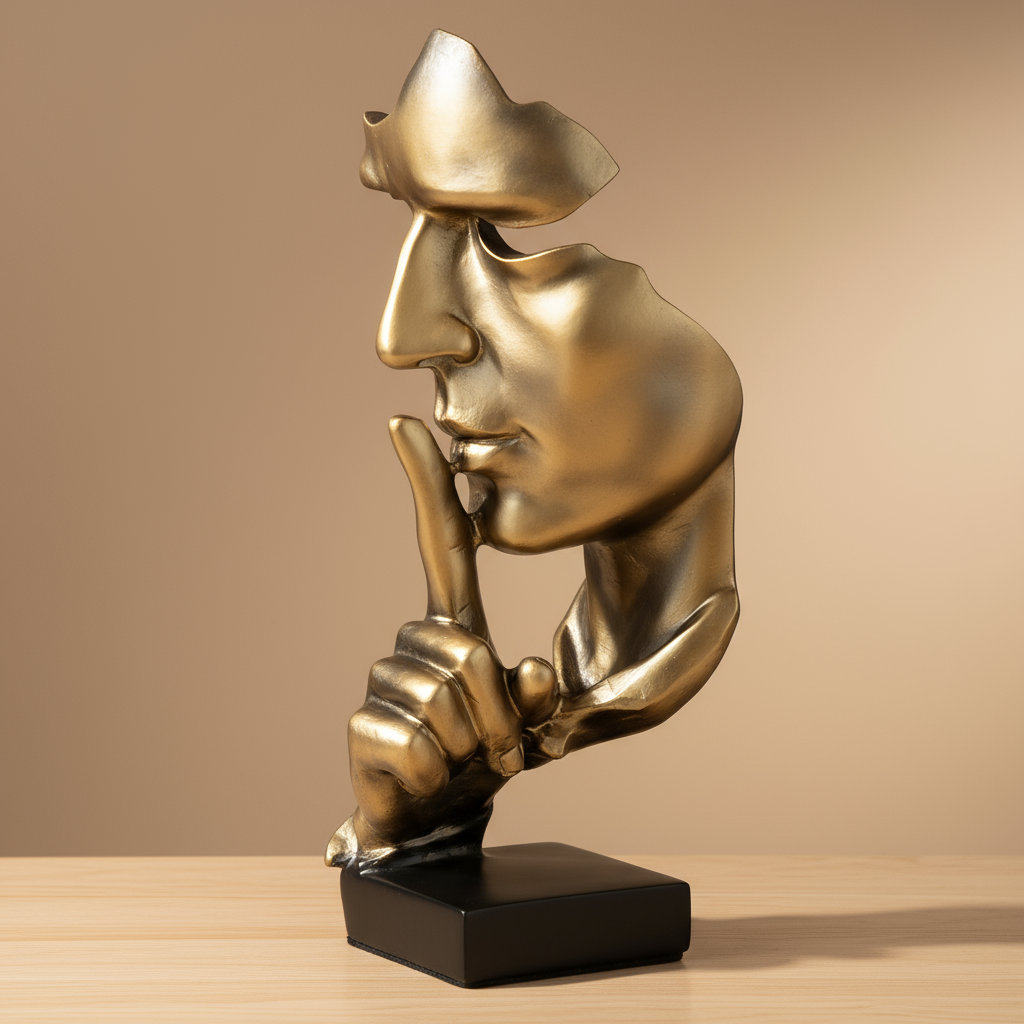 Abstract Gold Silent Figure – Modern Minimalist Home Sculpture