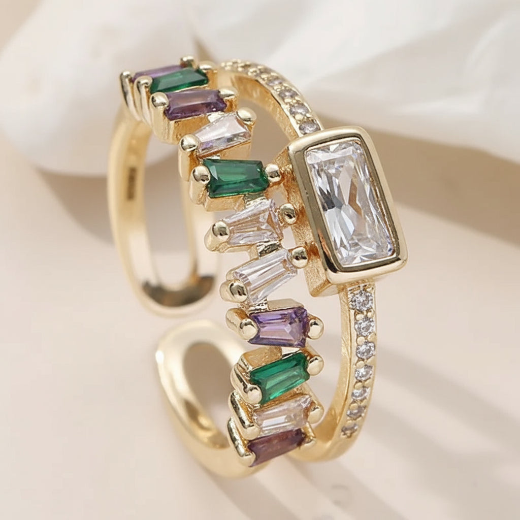 Modern Geometric Zircon Ring in Copper – Elegant Statement Piece