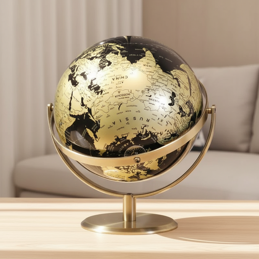 Modern Black & Gold Globe Sculpture – Luxury Home & Office Decor.