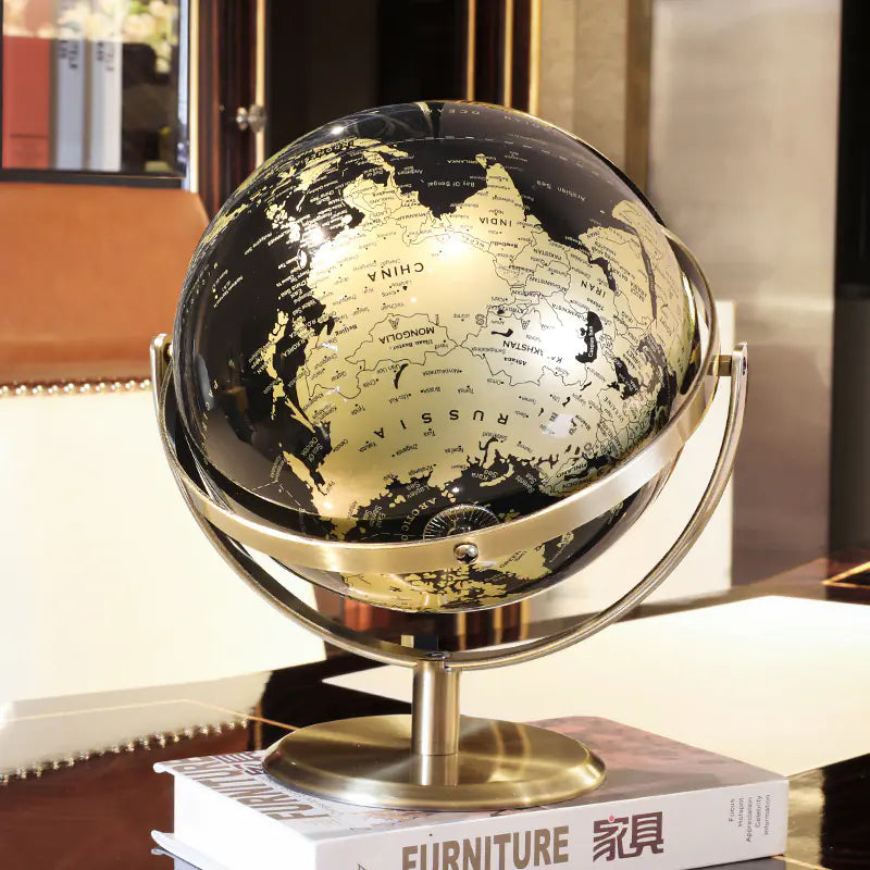 Modern Black & Gold Globe Sculpture – Luxury Home & Office Decor.