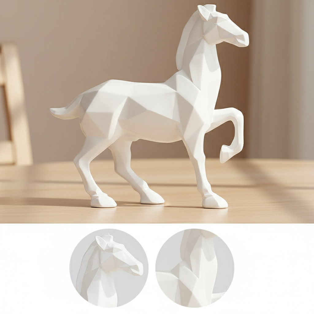 Modern Abstract White Horse Sculpture.
